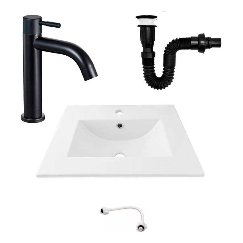 Kit Placa Lavamanos 51*40cm+griferia Agua Fria+push Negro4