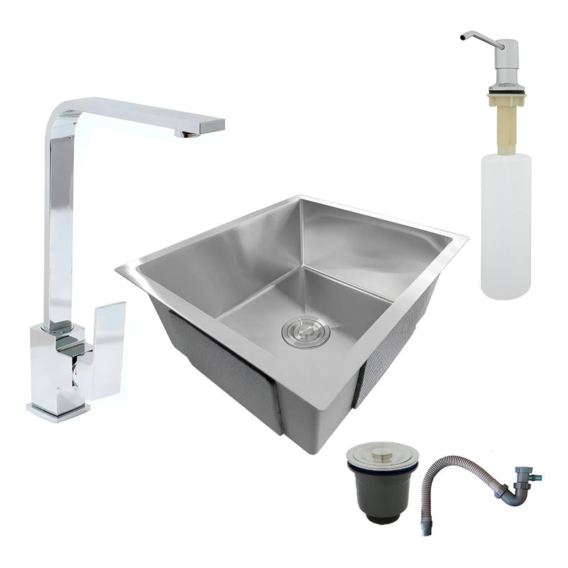 Combo Lavaplatos 60*45cm+griferia Cromo+dispensador Y Acc