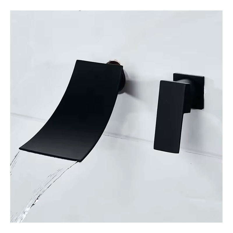 Griferia Monocontrol A Pared Tipo Cascada Negro Mate