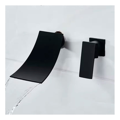 Griferia Monocontrol A Pared Tipo Cascada Negro Mate