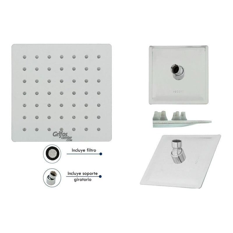 Ducha O Regadera Cuadrada Acero 304-6puLG