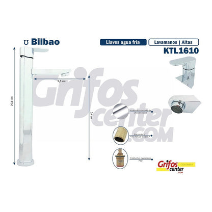 Grifería Lavamanos Agua Fría Alta Bilbao