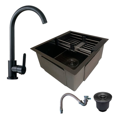 Combo Lavaplatos 51*45cm+griferia Lvp Negra Pala+ Accesorios