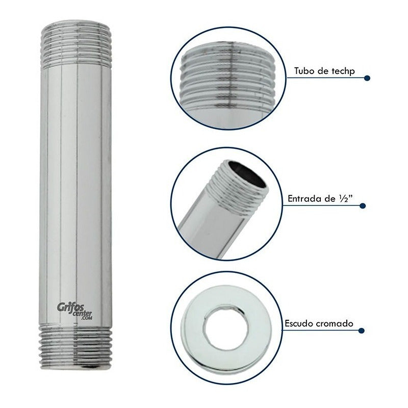 Tubo De Ducha Redondo De Techo En Acero 10cm