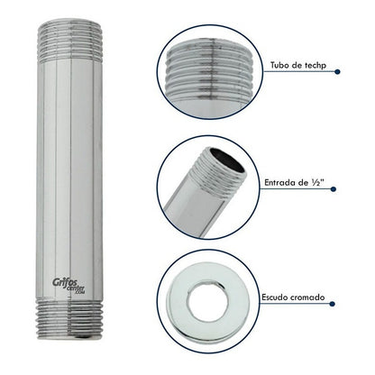 Tubo De Ducha Redondo De Techo En Acero 10cm