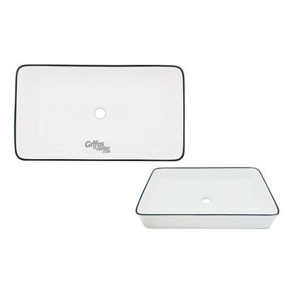 Lavamanos Blanco Rectangular Borde Negro 60*35