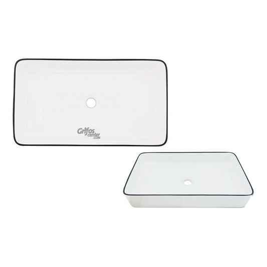 Lavamanos Blanco Rectangular Borde Negro 60*35