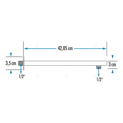 Regadera Ducha Acero Inoxidable Cuadrada 20 Cm Con Tubo