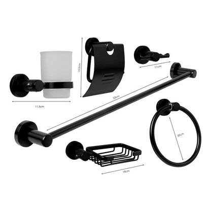 Juego De Accesorios Para Baño Negro En Aluminio X6