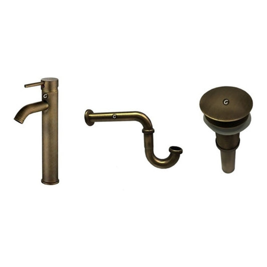 Kit Griferia Vintage Bronce Antiguo Mezclador+desagüe+sifón