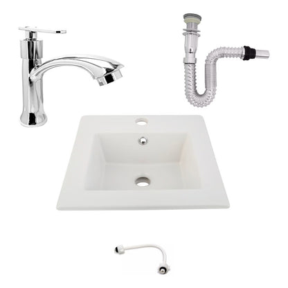 Kit Placa Lavamanos 41cm+griferia Agua Fria+push Flexible 16