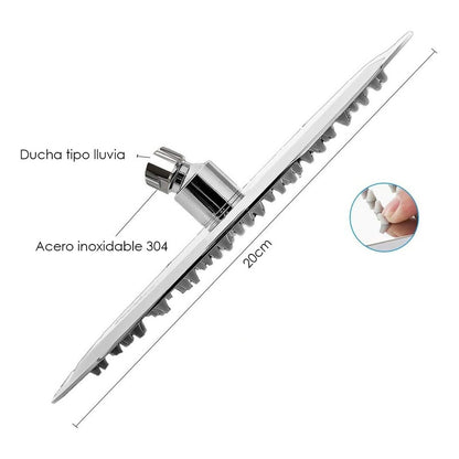 Regadera Ducha Redonda 8 Pulgadas Tipo Lluvia + Tubo