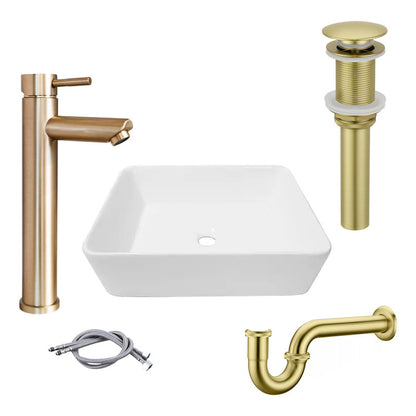 Combo Lavamanos Rectang.+griferia Monoc.+push+sifon Oro Cep2