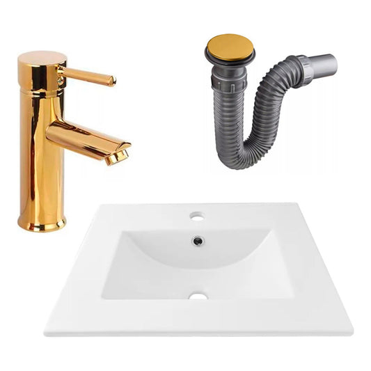 Combo Placa Lavamanos 51*40cm+griferia Monocontrol+push Oro4