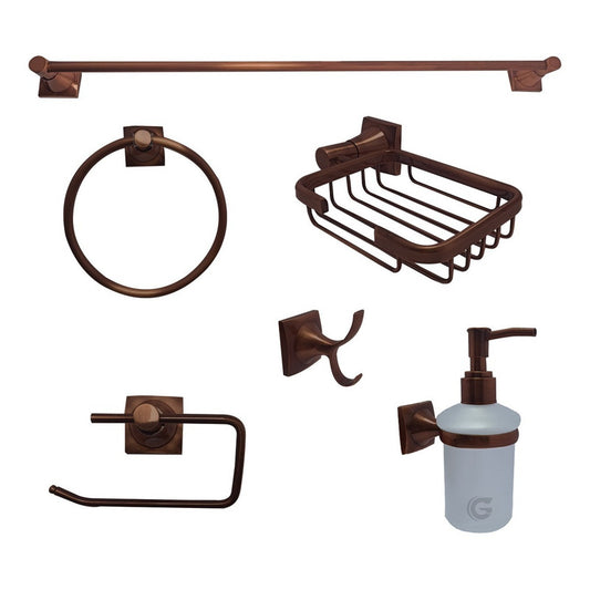 Juego De Accesorios Para Baño 6 Piezas Cobre Antiguo Vintage