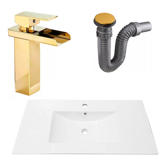 Combo Placa Lavamanos 91*46,5cm+grifo Monocontrol+push Oro6