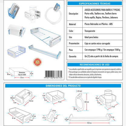 Juego De Accesorios Para Baño Abs X7 Piezas