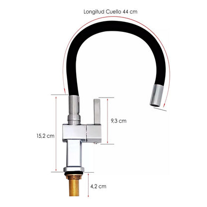 Grifería Llave De Mesón Agua Fria Flexible Negro