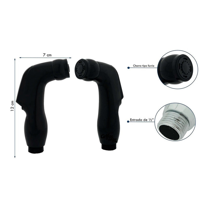 Ducha De Mano Pistola Plástica Negra Curva