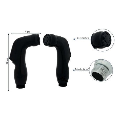 Ducha De Mano Pistola Plástica Negra Curva
