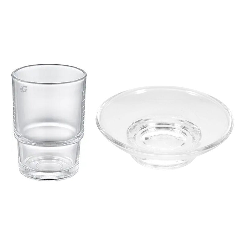 Repuesto Plato Jabonera + Vaso Cepillera Opaco/transparente