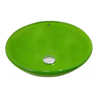 Kit Lavamanos Cristal Verde Y Griferia Monocontrol, Desague