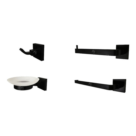 Set X4 De Accesorios Para Baño Cuadrados Color Negro