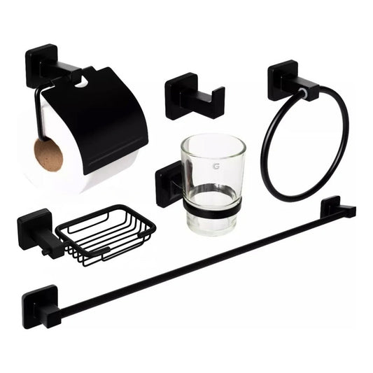 Juego De Accesorios Para Baño Negro Mate
