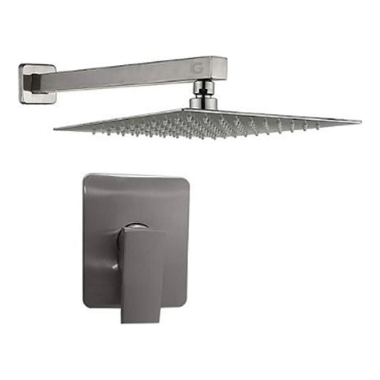 Kit De Ducha 20 X20 Cm + Tubo 40cm + Monocontrol Gris