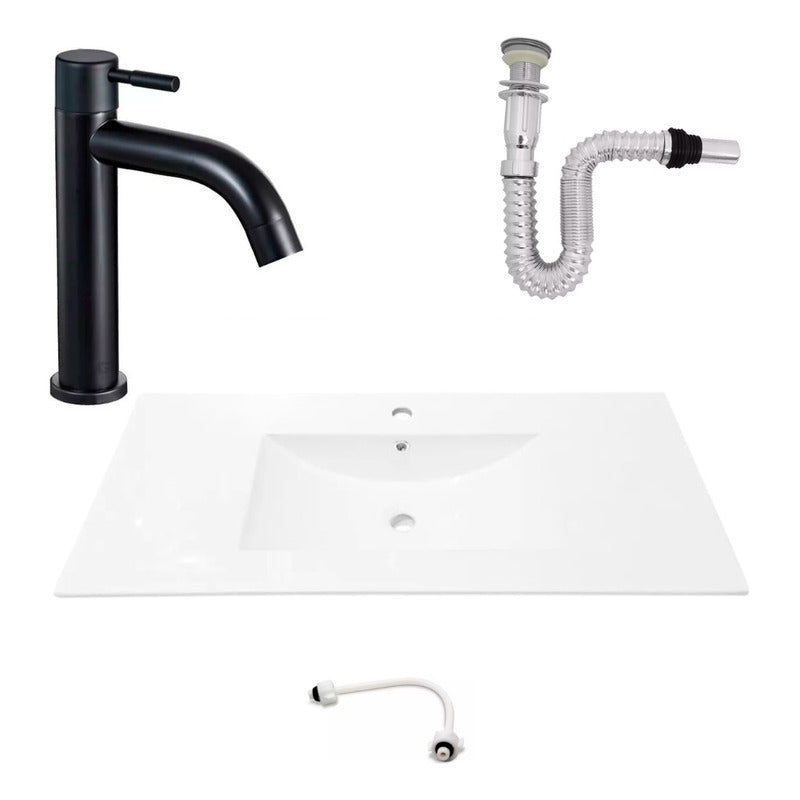 Kit Placa Lavam.101*46.5cm+griferia Agua Fria+push Flex.14