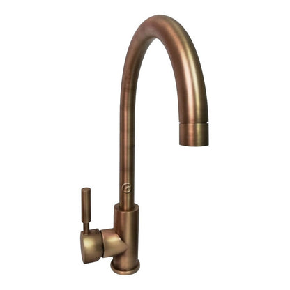 Griferia Monocontrol Cuello Curvo Bronce Antiguo
