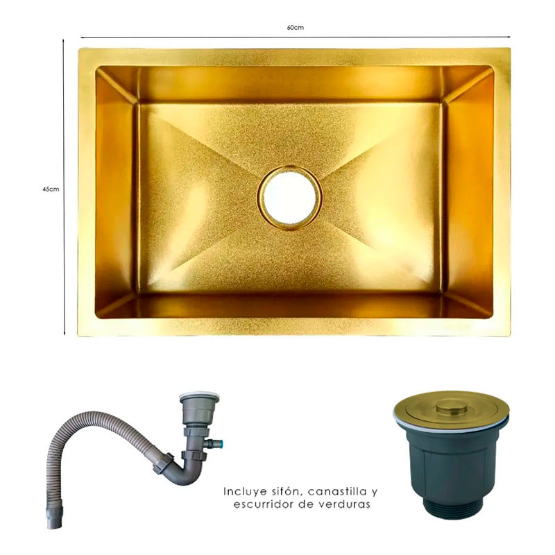 Combo Lavaplatos 60*45cm+griferia Lvp Oro Babilonia+acc