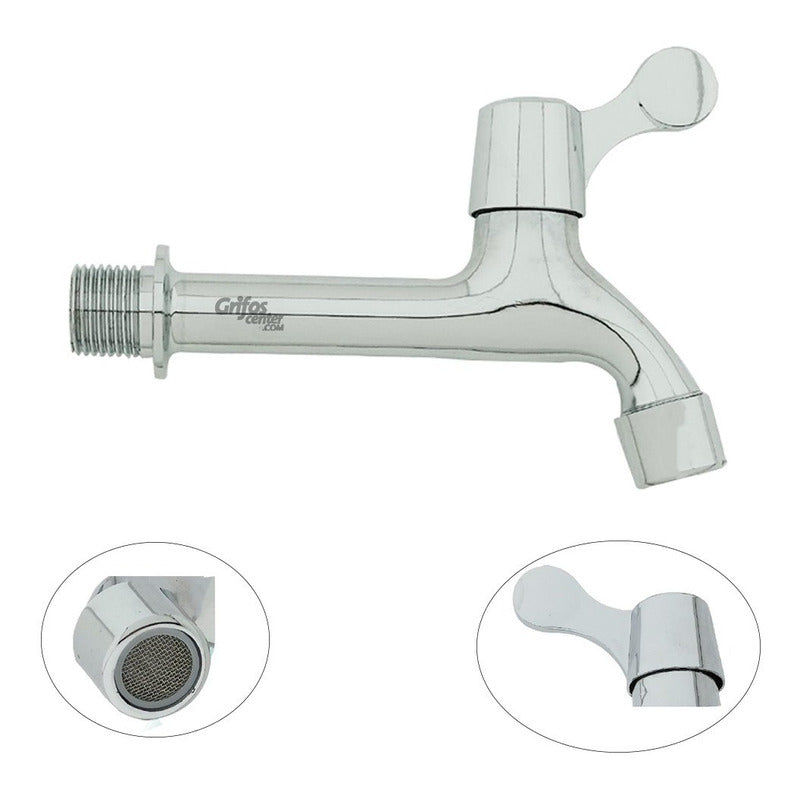 Grifería De Pared Agua Fría Mediana Zamak