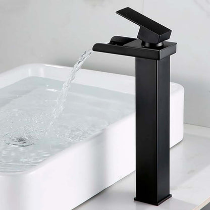 Grifería Monocontrol De Lavamanos Alta Cascada Negro