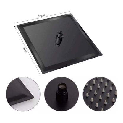 Kit Ducha Cuad.neg.20cm + Tubo + Manija Registro A.fria Bck