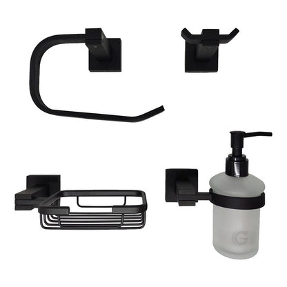 Juego De Accesorios Para Baño Negro Vintage X4 Piezas