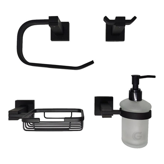 Juego De Accesorios Para Baño Negro Vintage X4 Piezas