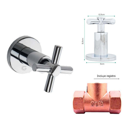 Kit Ducha Redonda 15cm + Tubo + Manija Registro A.fria Timón