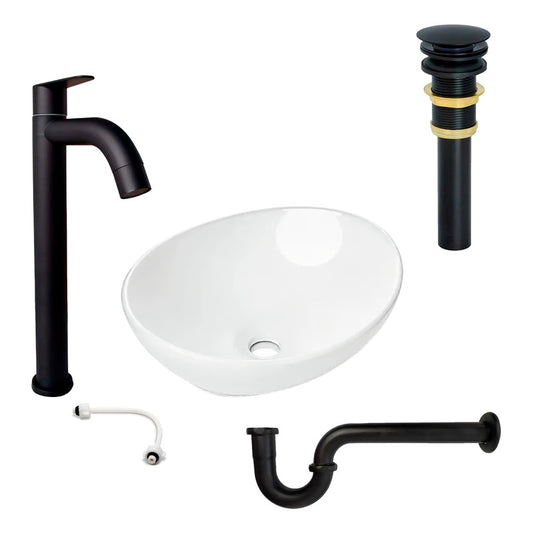 Combo Lavamanos Canoa + Grif.fria Negra + Push Y Sifon Gf2