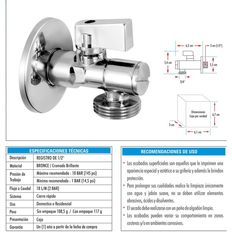 Registro Una Salida En Bronce De 1/2