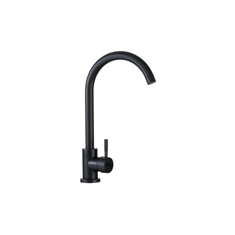 Griferia Lavaplatos Monocontrol Cuello De Ganso Negro Mate
