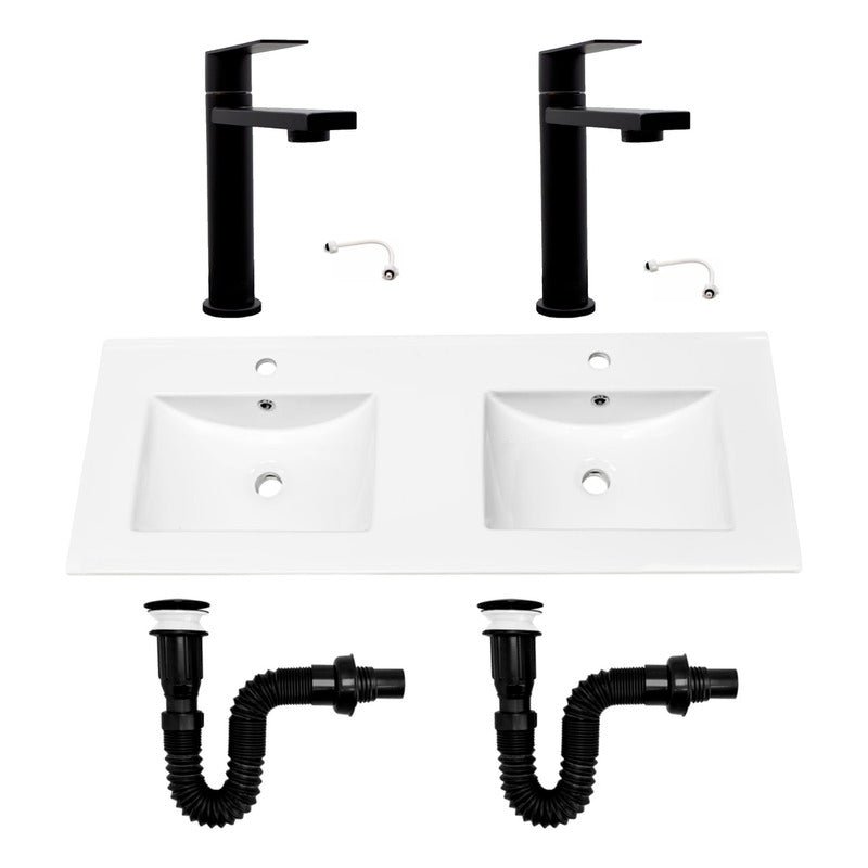 Combo Placa Doble Lavaman.121cm+grifo Agua Fria+push Negro3