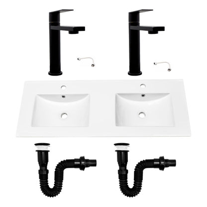 Combo Placa Doble Lavaman.121cm+grifo Agua Fria+push Negro3