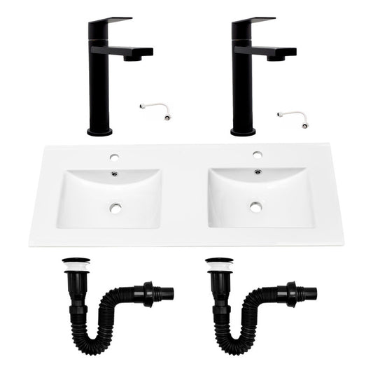 Combo Placa Doble Lavaman.121cm+grifo Agua Fria+push Negro3