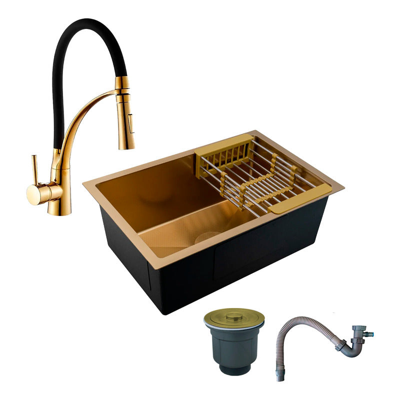 Combo Lavaplatos 60*45cm+griferia Lvp Oro Babilonia+acc