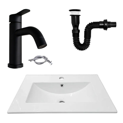 Combo Placa Lavamanos 61*40cm+grif.monocontrol.+push Negro6