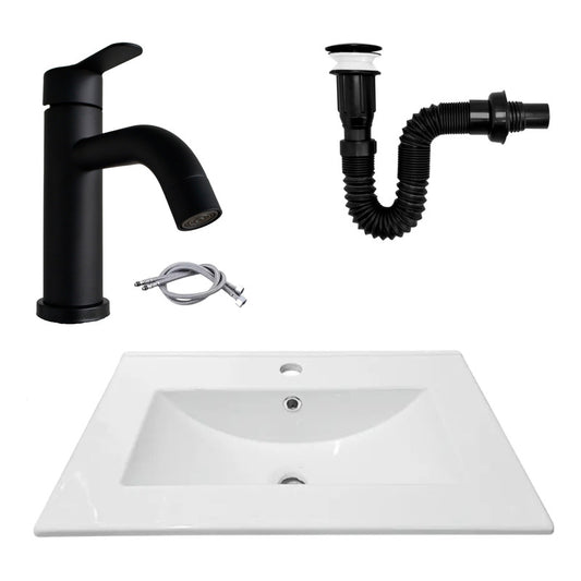 Combo Placa Lavamanos 61*40cm+grif.monocontrol.+push Negro6