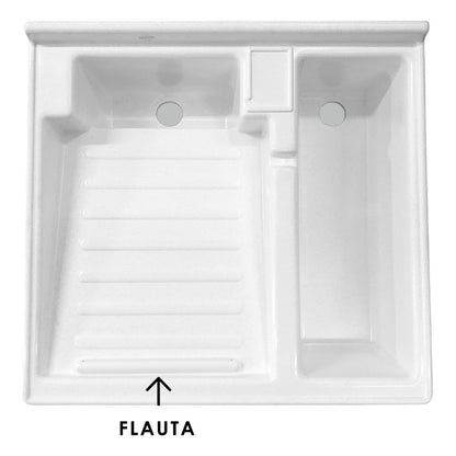 Lavadero Plástico 60*46cm Con Tanque Blanco Y Flauta