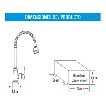 Grifería Agua Fria Lavaplatos Economizadora Alta