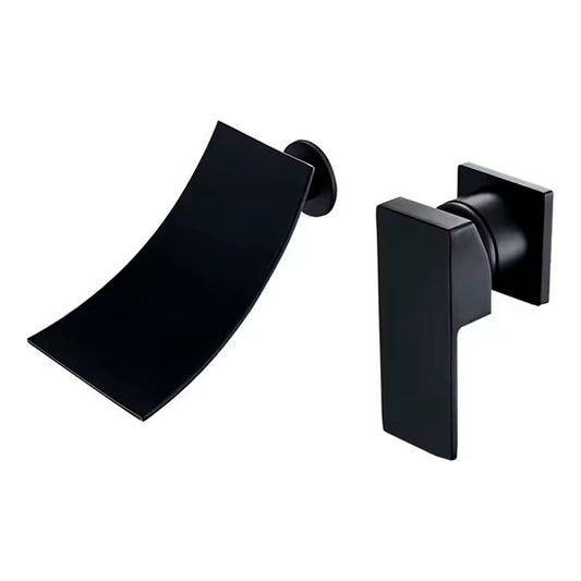 Griferia Monocontrol A Pared Tipo Cascada Negro Mate